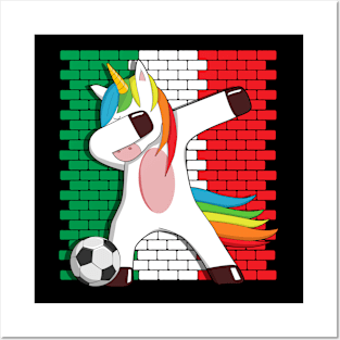 Italy Soccer Unicorn Team Dabbing Italia Posters and Art